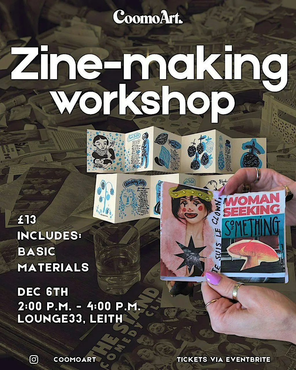 Zine - making workshop x Lounge 33 , Leith at Lounge 33