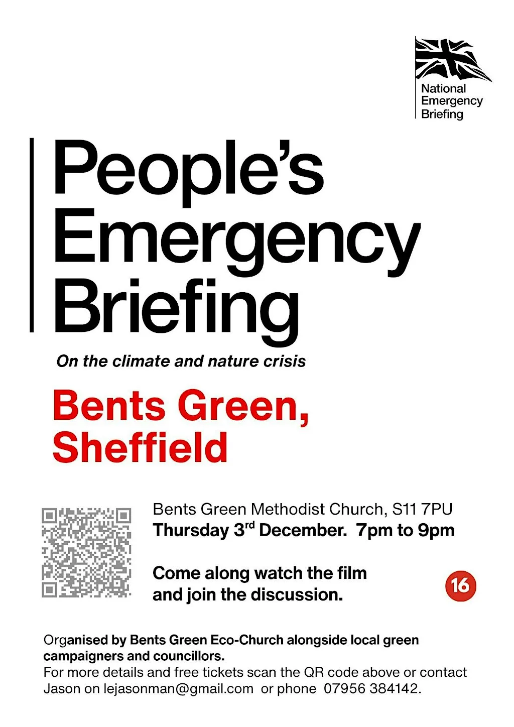Peoples Emergency Briefing Screening and Q&A at Bents Green Methodist Church