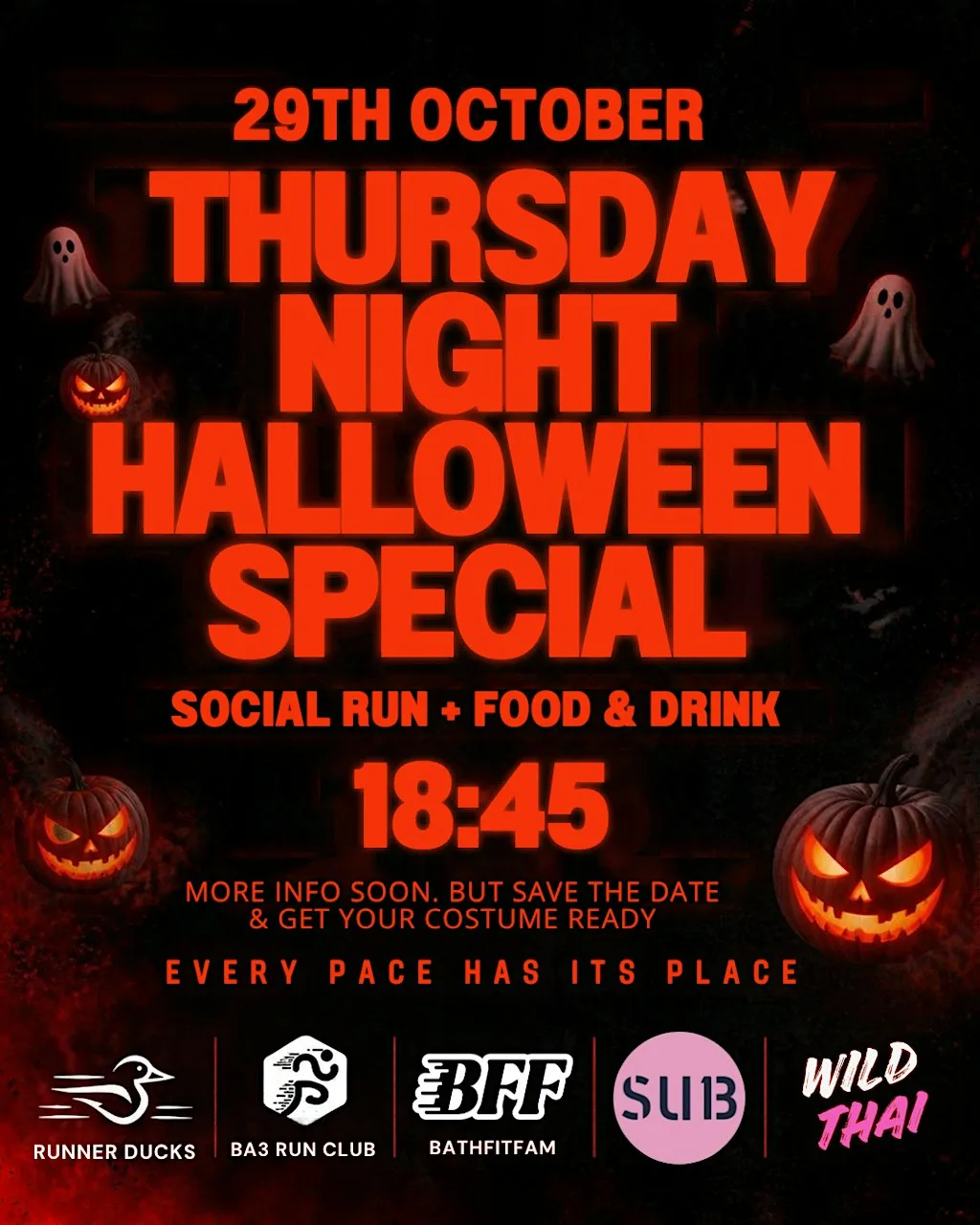 Halloween Special Social Run 29th Oct at Sub 13