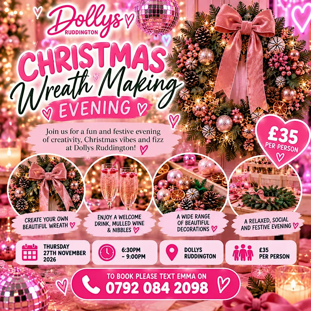 Grown Up Girls Christmas Wreath Making Workshop at Dolly's