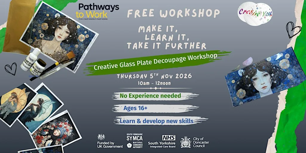 FREE Creative Glass Plate Decoupage Workshop | Denaby - Doncaster at All Saints Church Hall