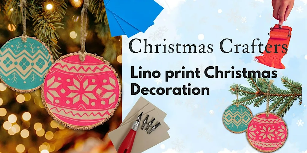 Camborne Library Christmas Crafters - Lino Print Baubles at Camborne Library