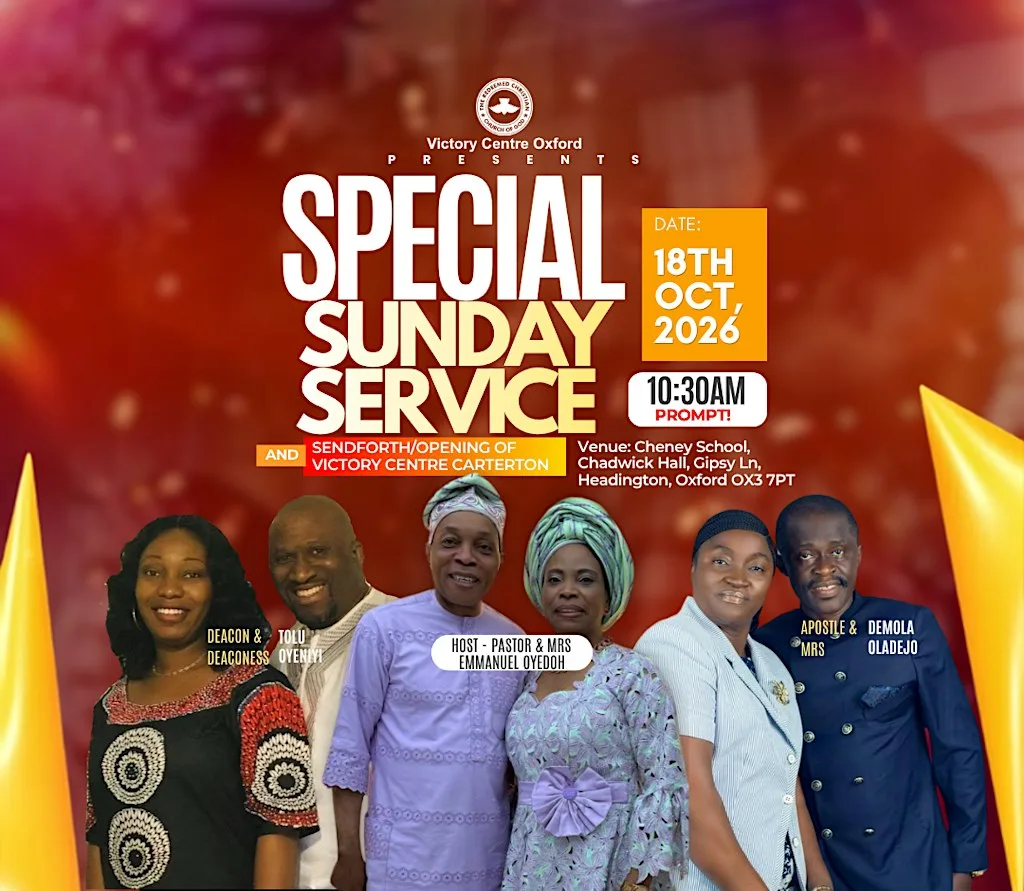 Special Sunday Service & Send-Off | RCCG Victory Centre Carterton at Cheney School