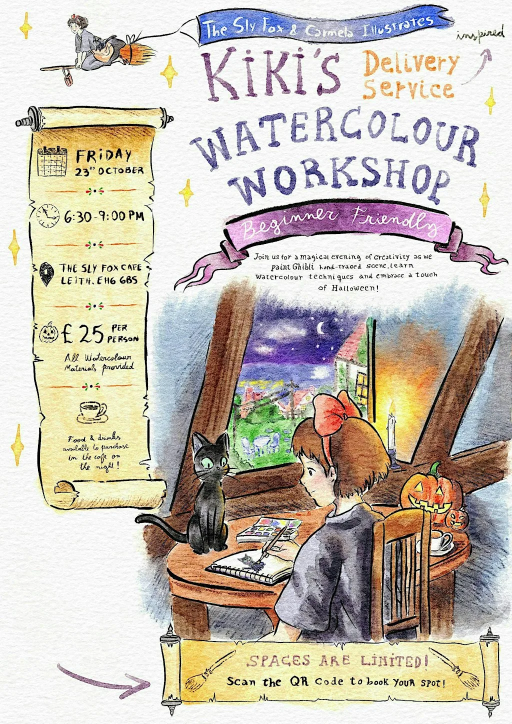 Ghibli Kiki’s Delivery Service–Inspired Watercolour Workshop
