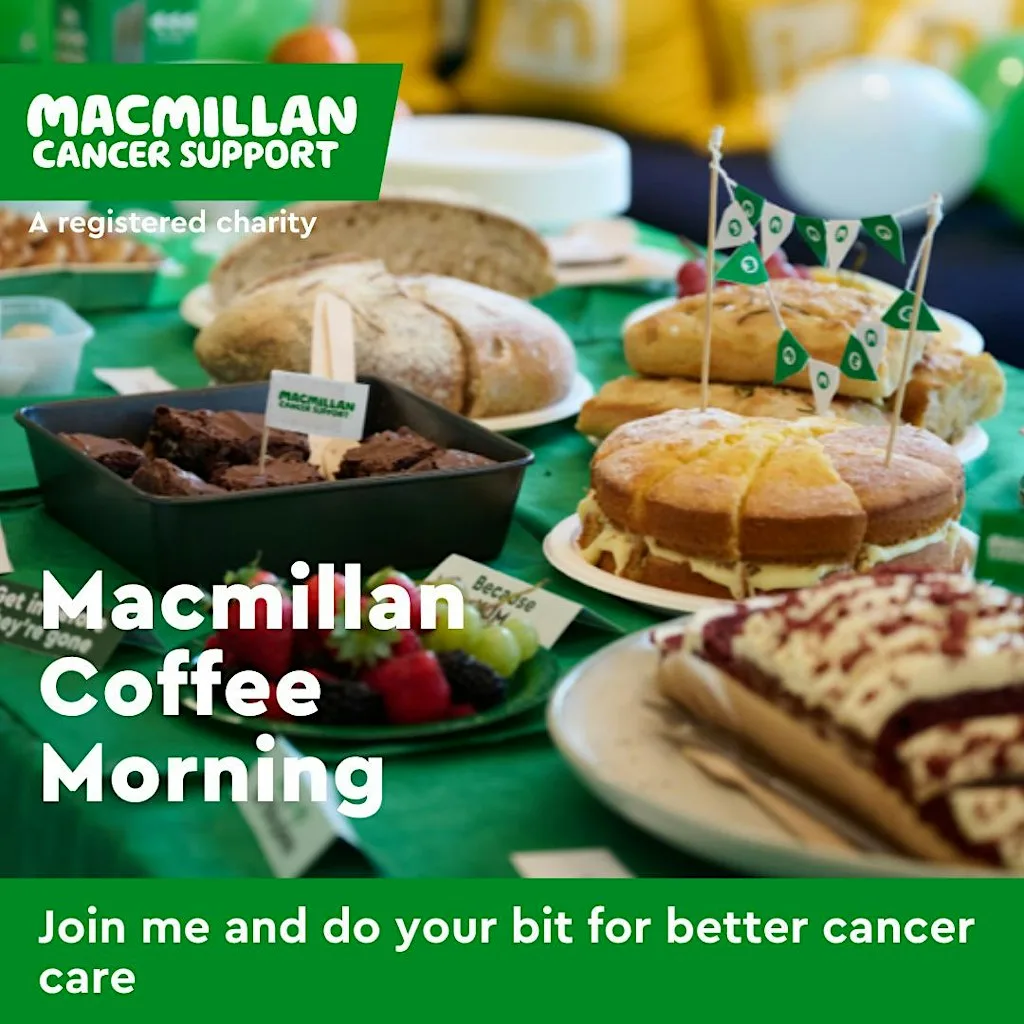 Macmillan Coffee Morning at Willday Wealth Management at Willday Wharf
