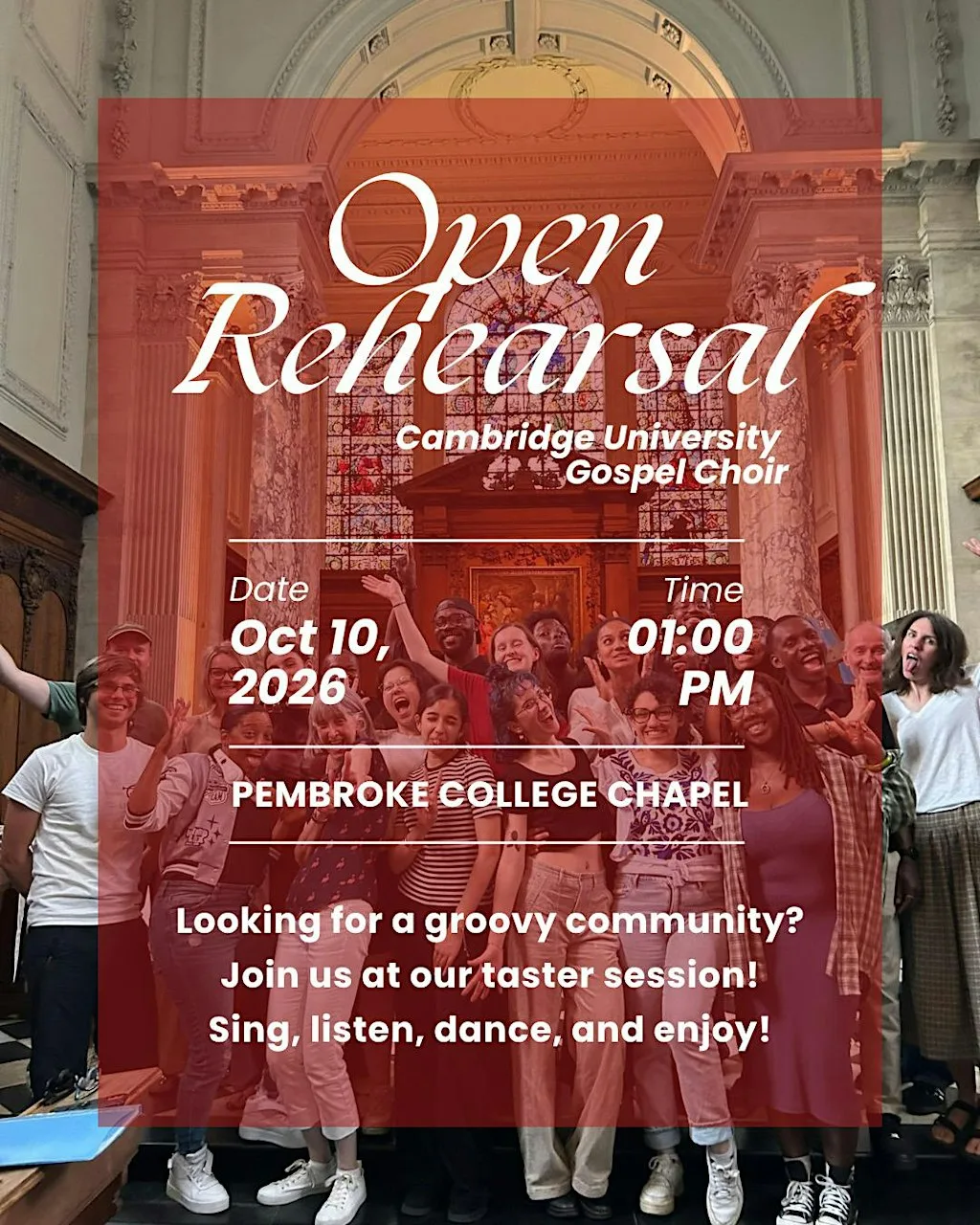 Open Rehearsal with Cambridge University Gospel Choir at Pembroke College Chapel