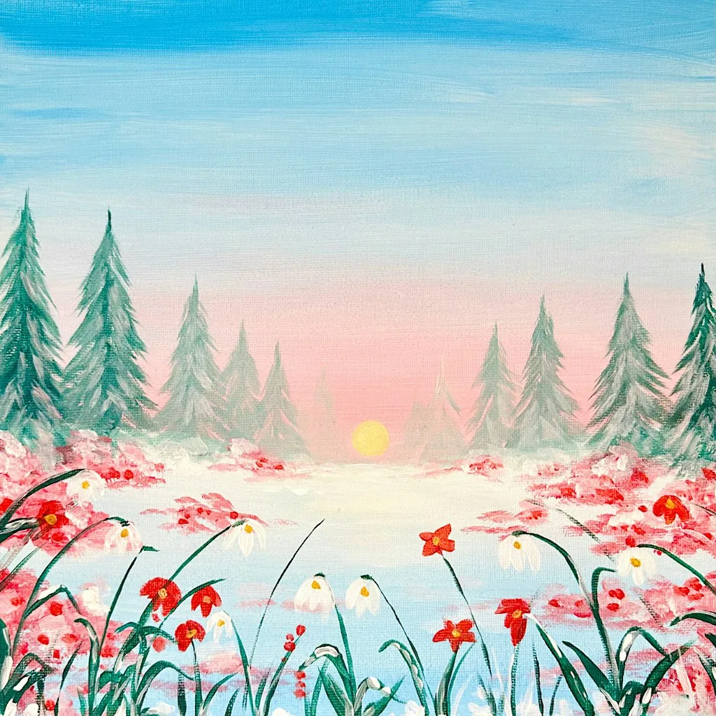 Sip & Paint at Palomo Lounge, Bradley Stoke, Bristol - "Winter Snowdrops"