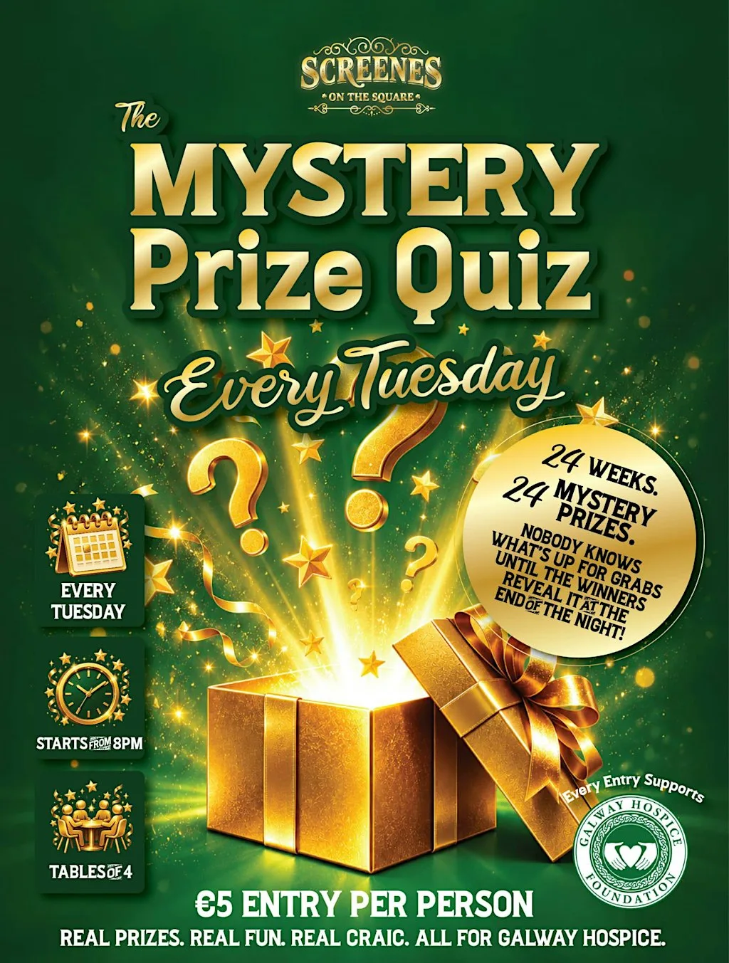 Mystery Prize Quiz - Screene's On The Square Every Tuesday at Screene’s on the Square