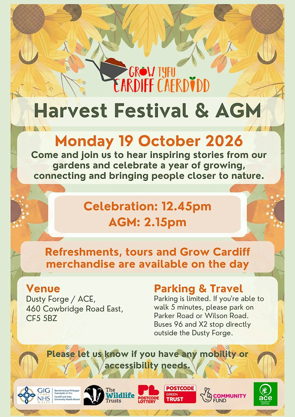 Harvest Festival & AGM at Dusty Forge/ACE - Grow Well garden