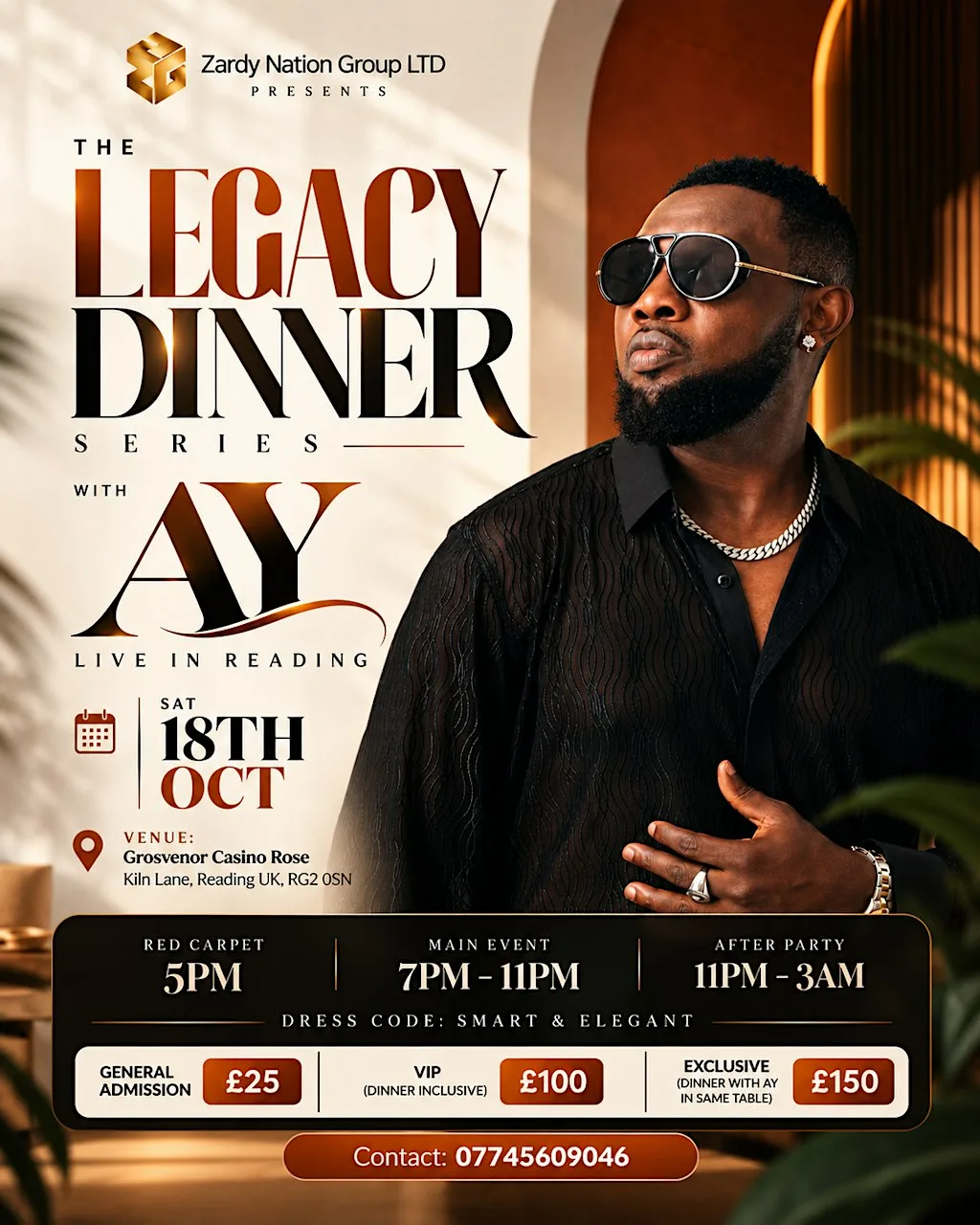 Legacy Dinner Series with AY Live in Reading at Grosvenor Casino