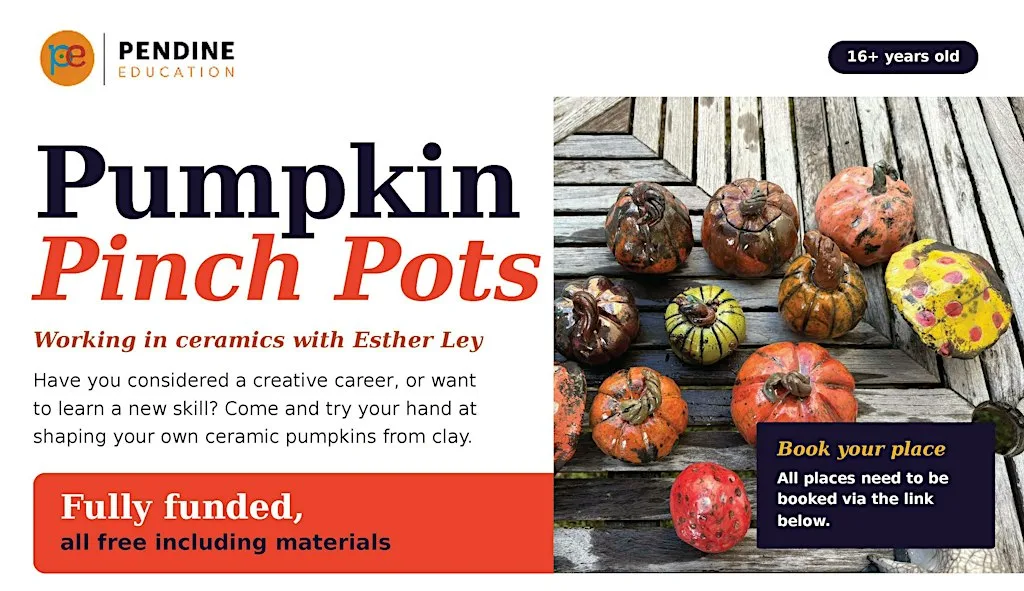 Pumkin Pinch Pots with Esther Ley, hosted by 9to90 for Pendine Education.