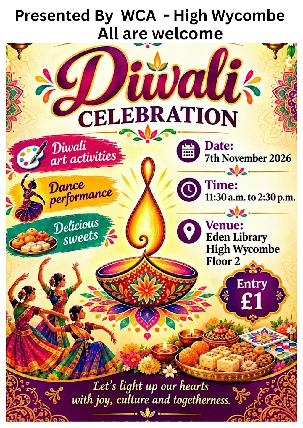 WCA Diwali Celebration – Festival of Lights 2026 at Eden Library, ,