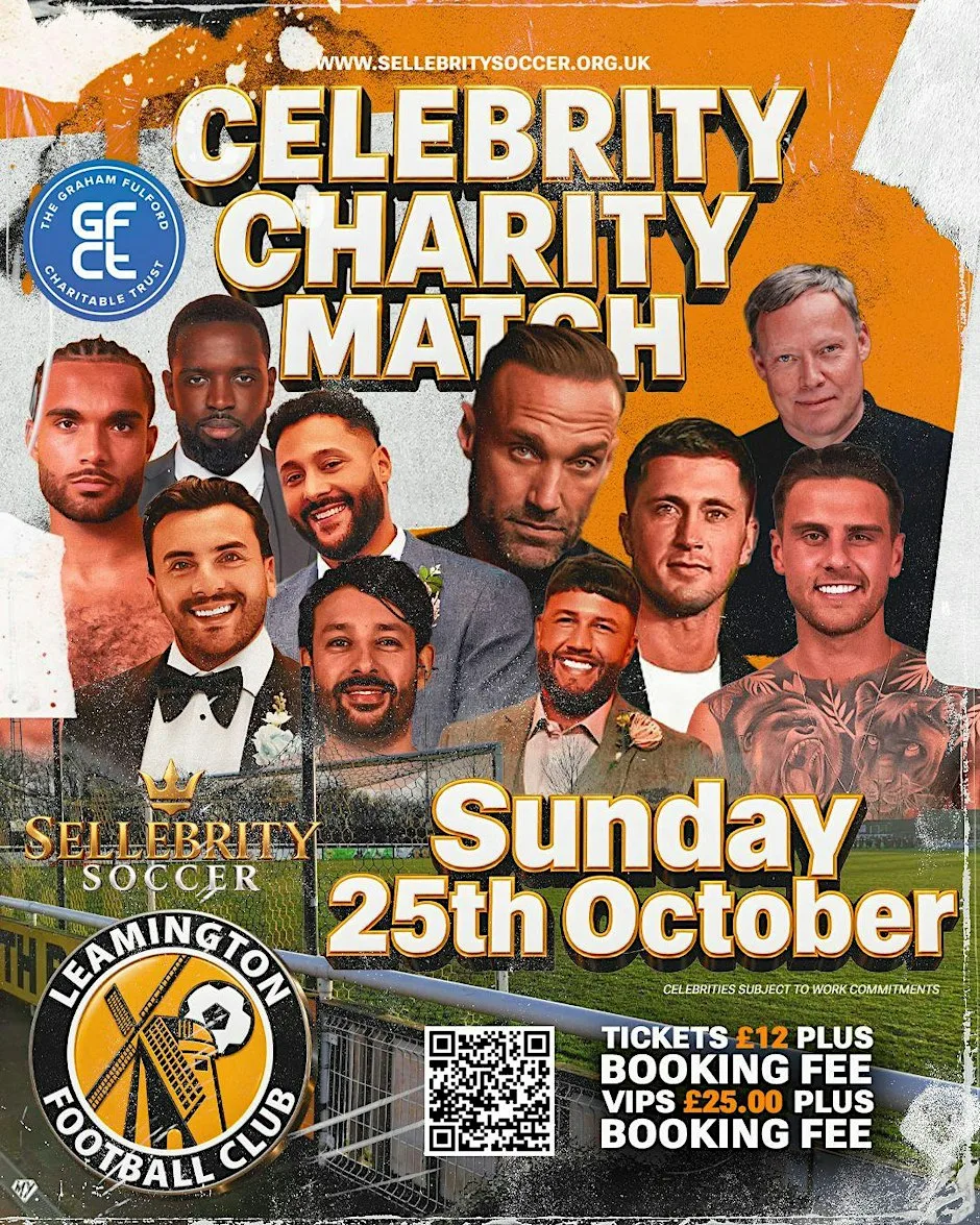 Celebrity charity football match at Leamington Football Club at Leamington Football Club