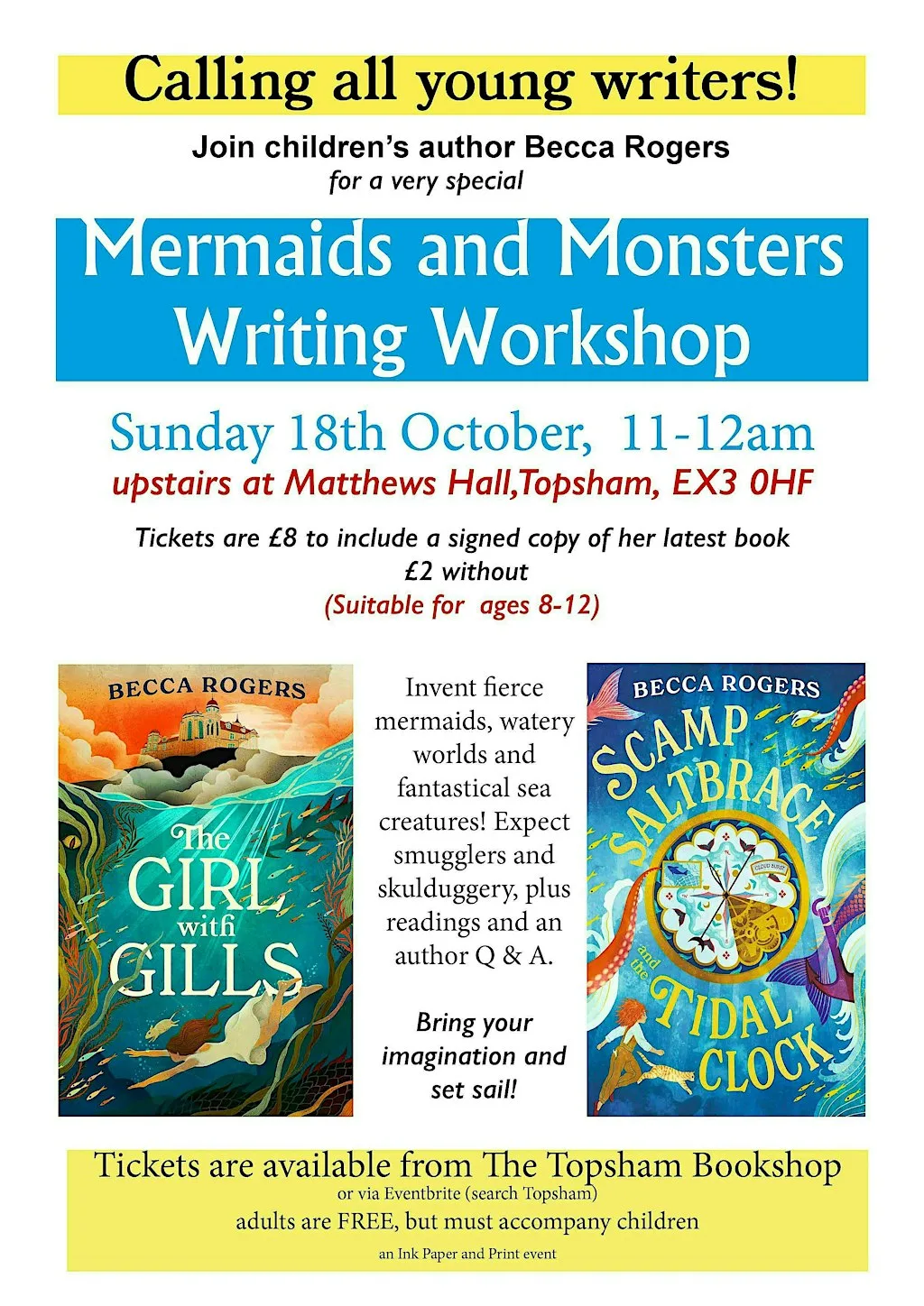 Mermaids and Monsters Writing Workshop for children aged 8-12 at Matthews Hall