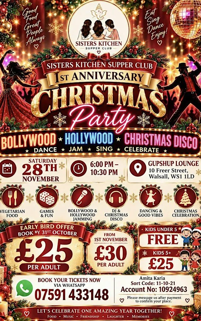 Sisters Kitchen Christmas Supper Club – Bollywood & Hollywood Jamming
