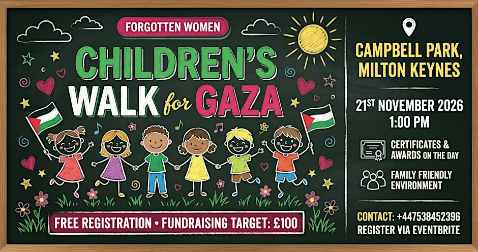 Children’s Walk for Gaza in Milton Keynes Campbell Park