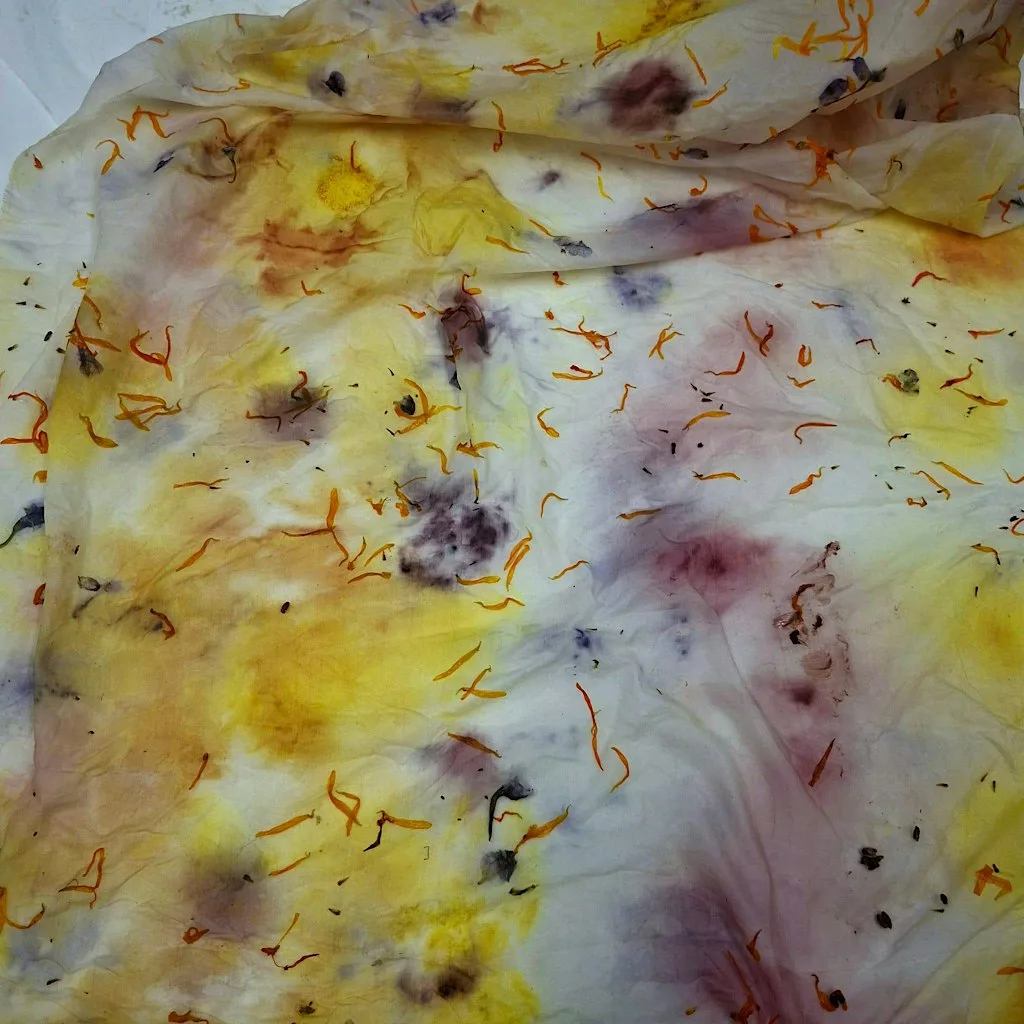 Botanical Colour on Silk: Scarf bundle dyeing and decoration making at Studio 40, ACAVA SPODE WORK studios