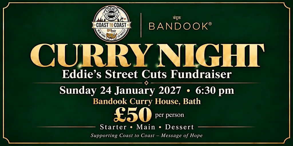 Eddie’s Street Cuts Message of Hope Curry Fundraiser at Bandook - Indian Restaurant, Bath
