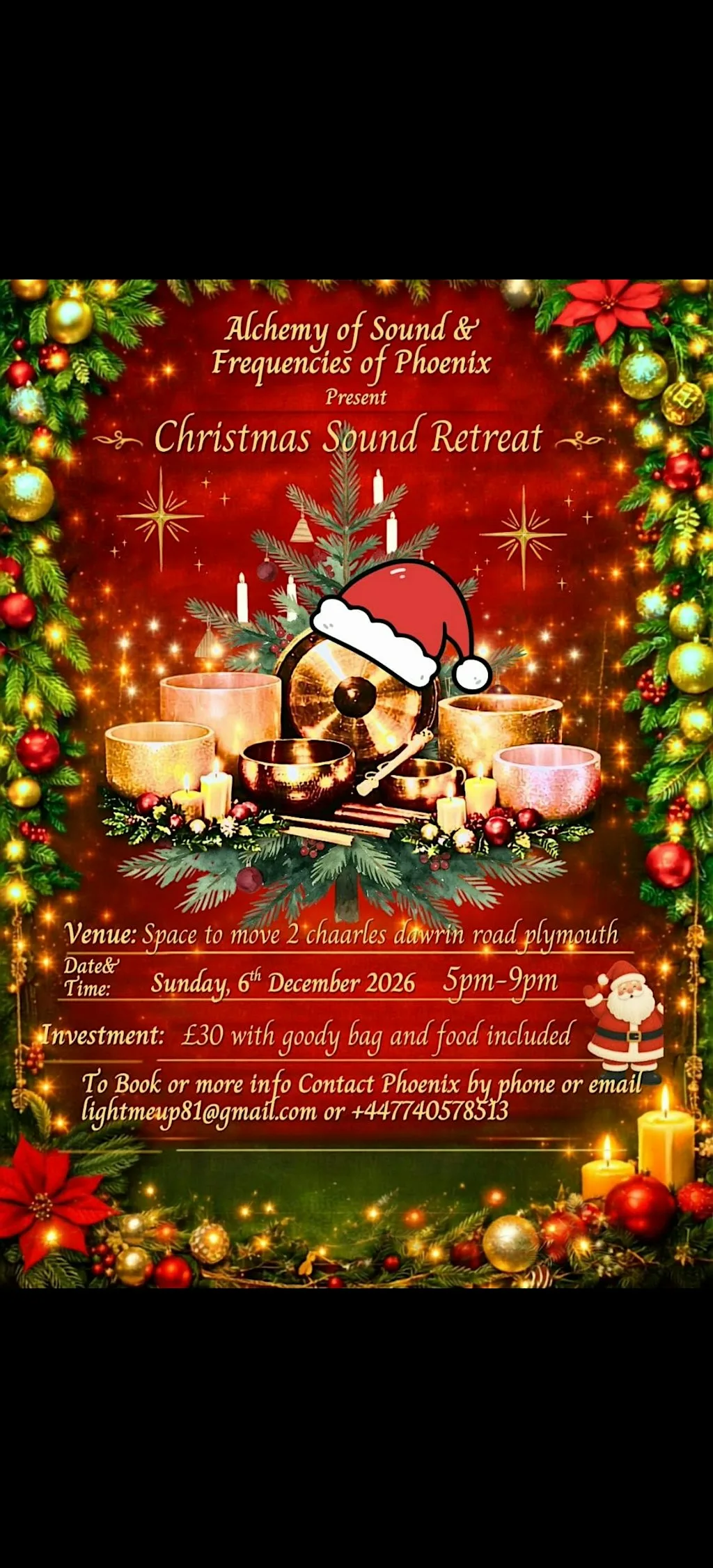 Christmas Sound bath Energy Retreat at space to move