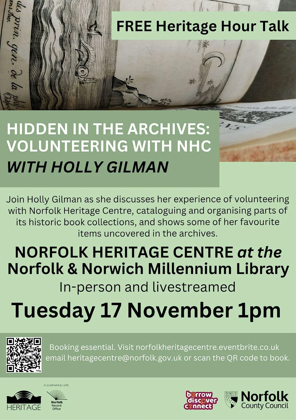 IN PERSON Hidden in the Archives: Volunteering at NHC, with Holly Gilman at Heritage Centre Meeting Room, Norfolk and Norwich Millennium Library