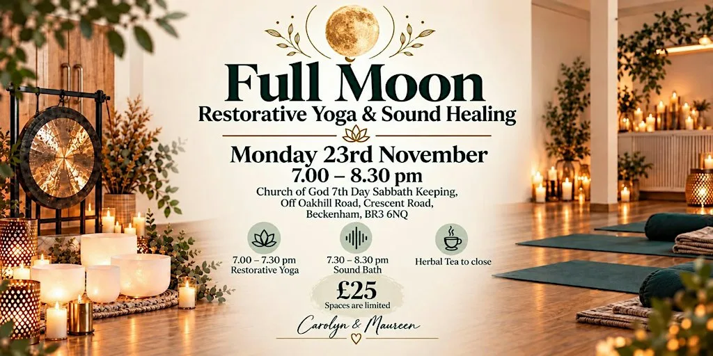Restorative Yoga and Sound Healing in Beckenham at Church of God 7th Day Sabbath Keeping