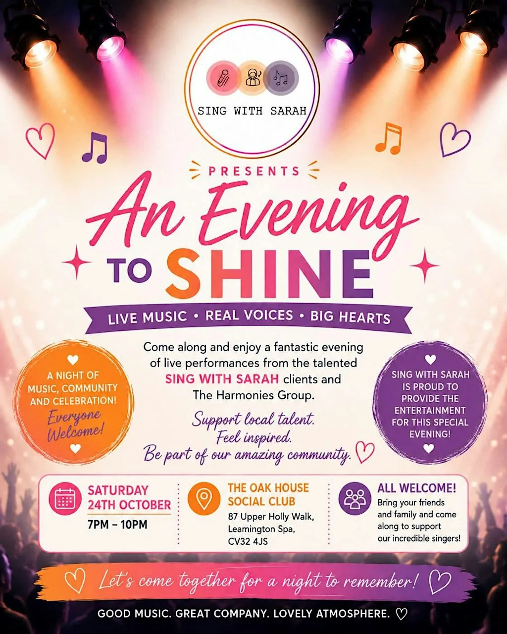 Sing with Sarah's Client Spotlight at Oak House Club