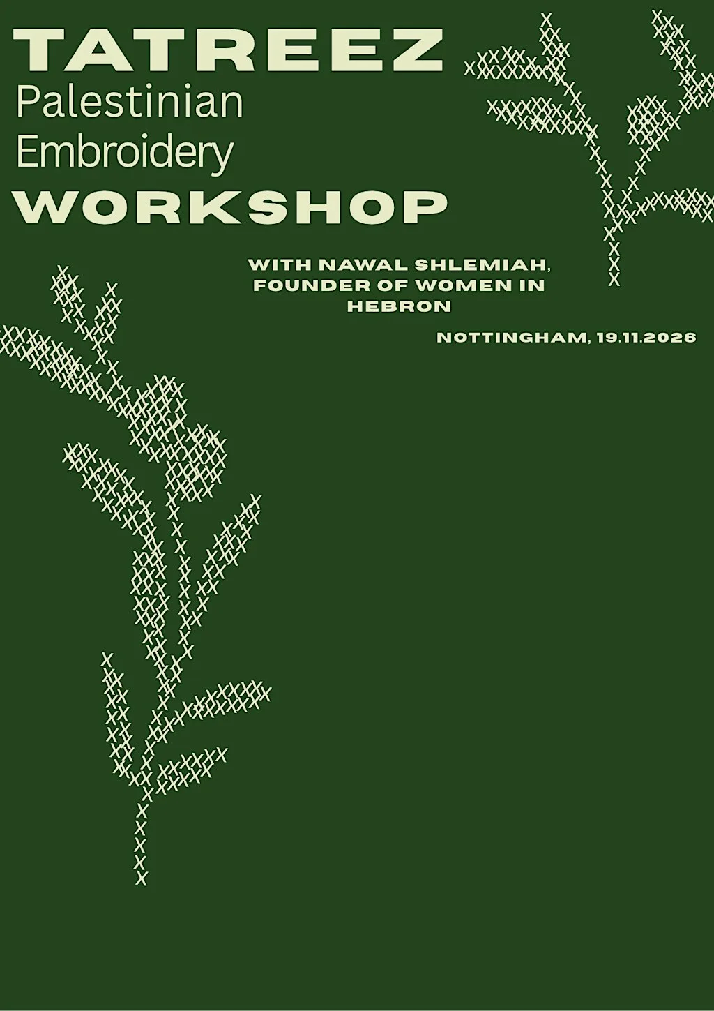 Tatreez (Palestinian Embroidery) Workshop