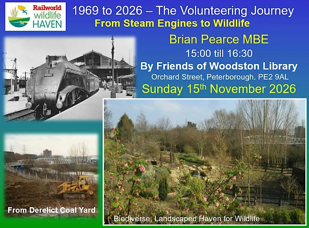 Railworld Wildlife Haven Talk: from steam engines to wildlife at Woodston Library