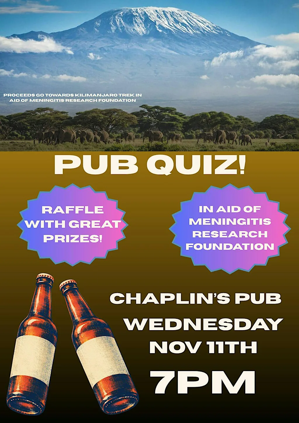 Pub Quiz in aid of Meningitis Research Foundation at Chaplin’s pub