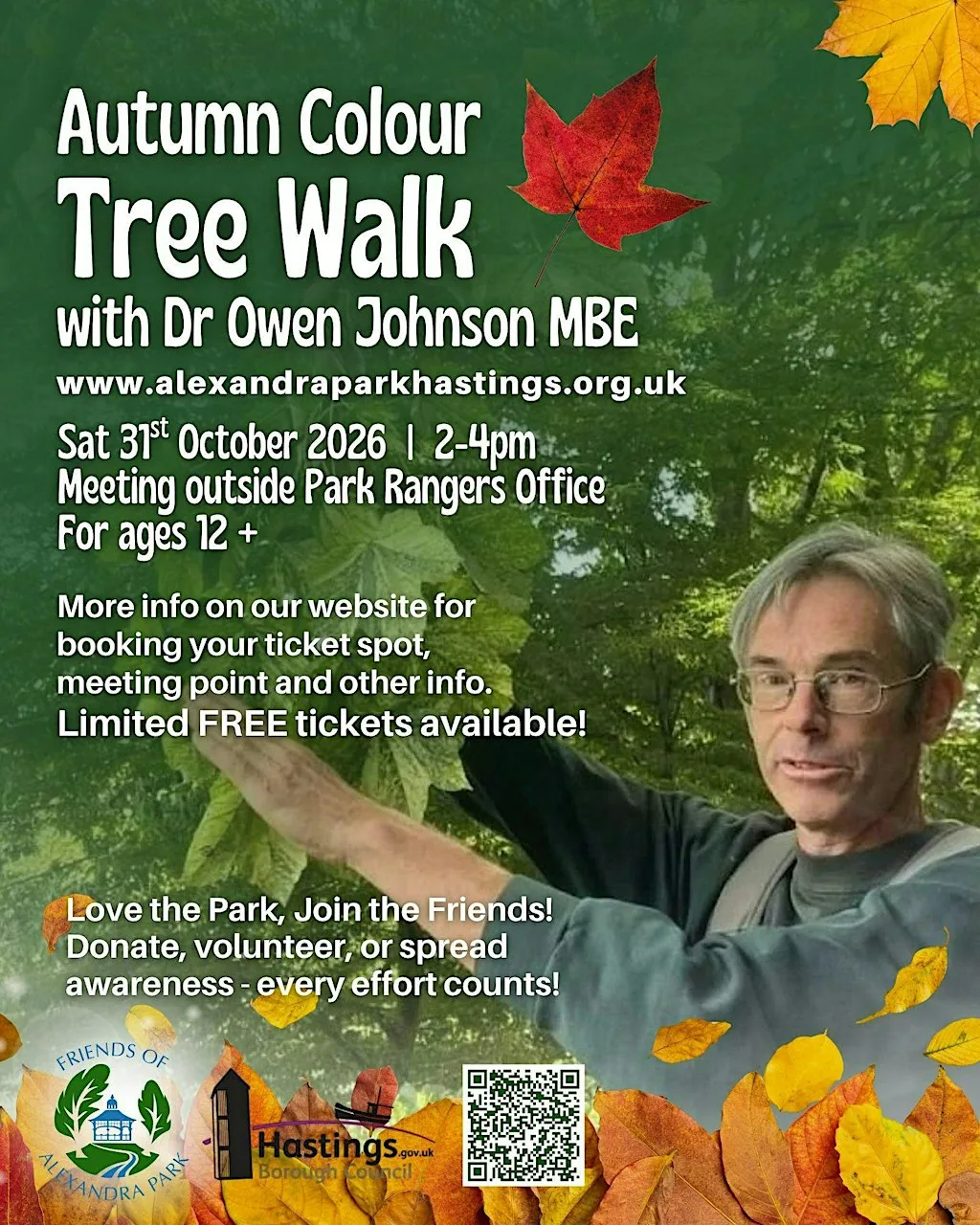 Autumn Colour Tree Walk with Dr Owen Johnson MBE at Alexandra Park