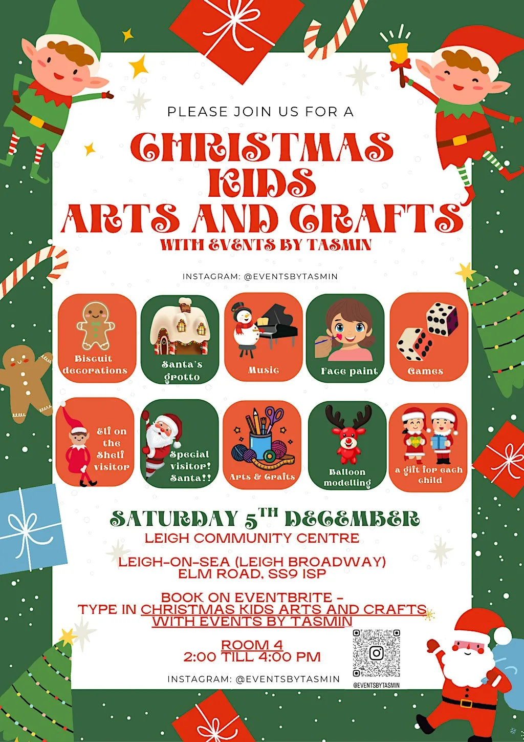 Christmas Kids Arts & Crafts with Events By Tasmin at Leigh Community Centre
