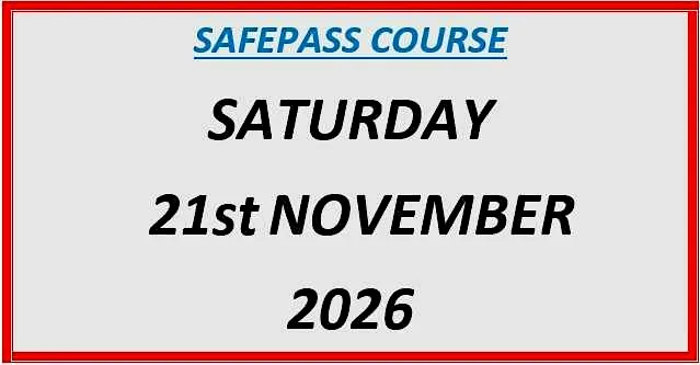 SafePass Course: Saturday 21st November 2026 €150