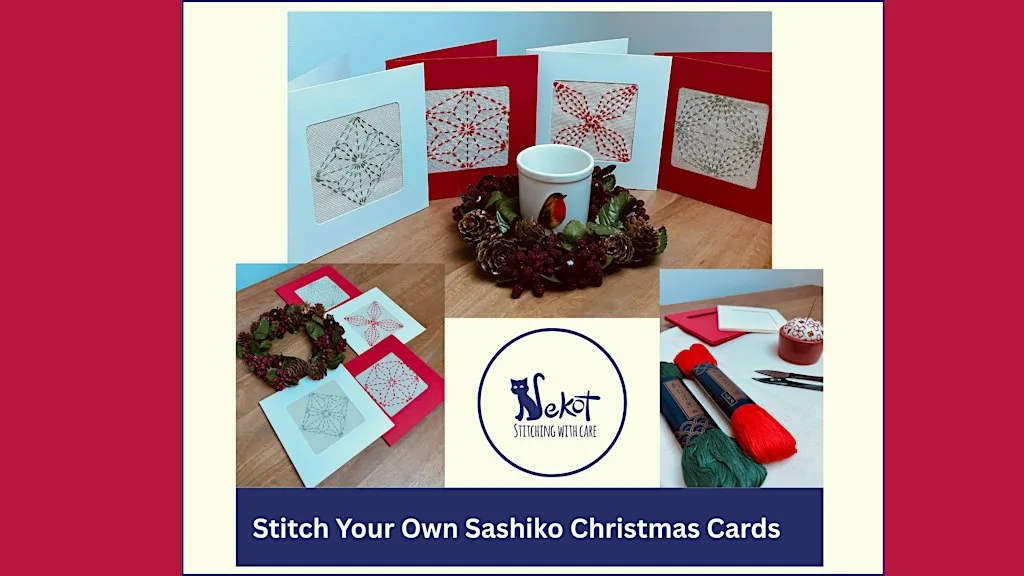 Stitch Your Own Sashiko Christmas Cards - day class at Aberdeen Central Library