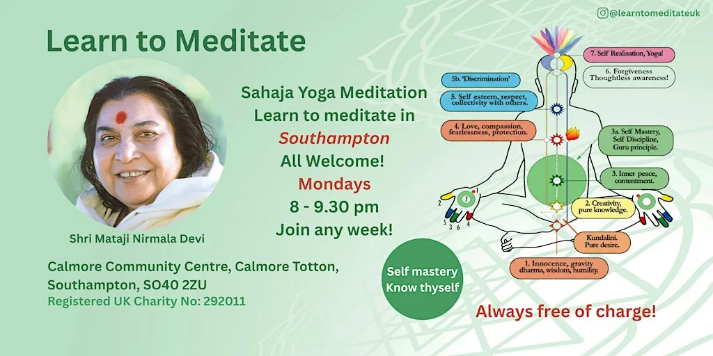 Learn to meditate in Southampton - Free 10 Week Course - Self mastery at Calmore Community Centre