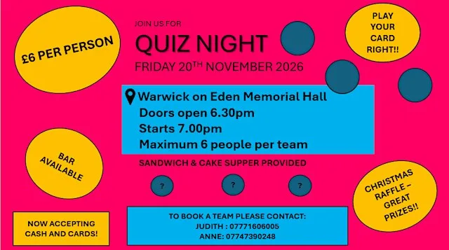 Warwick on Eden Quiz Night at the Memorial Hall