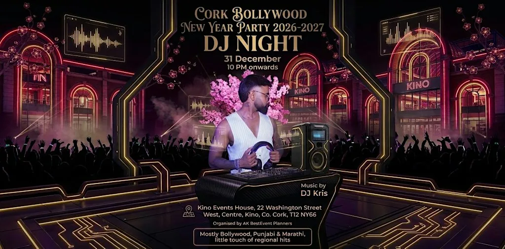 Cork Bollywood New Year 2026-2027 DJ Night at Kino Events House