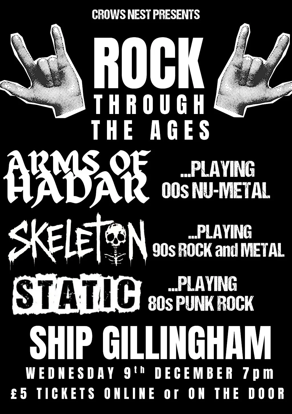 ARMS OF HADAR / SKELETON / STATIC - rock through the ages - SHIP GILLINGHAM at The Ship Inn, Court Lodge Road, Gillingham