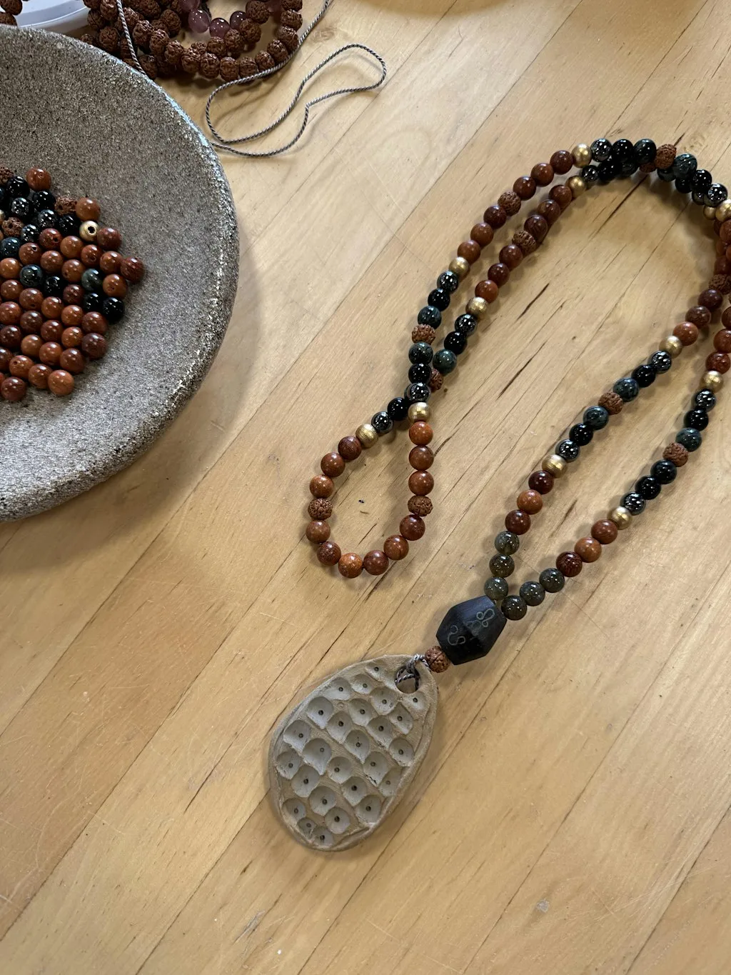 Women's Beaded & Carved Pendant Experience at Samnian, Higher Botrea Farm, Newbridge, Penzance, Cornwall