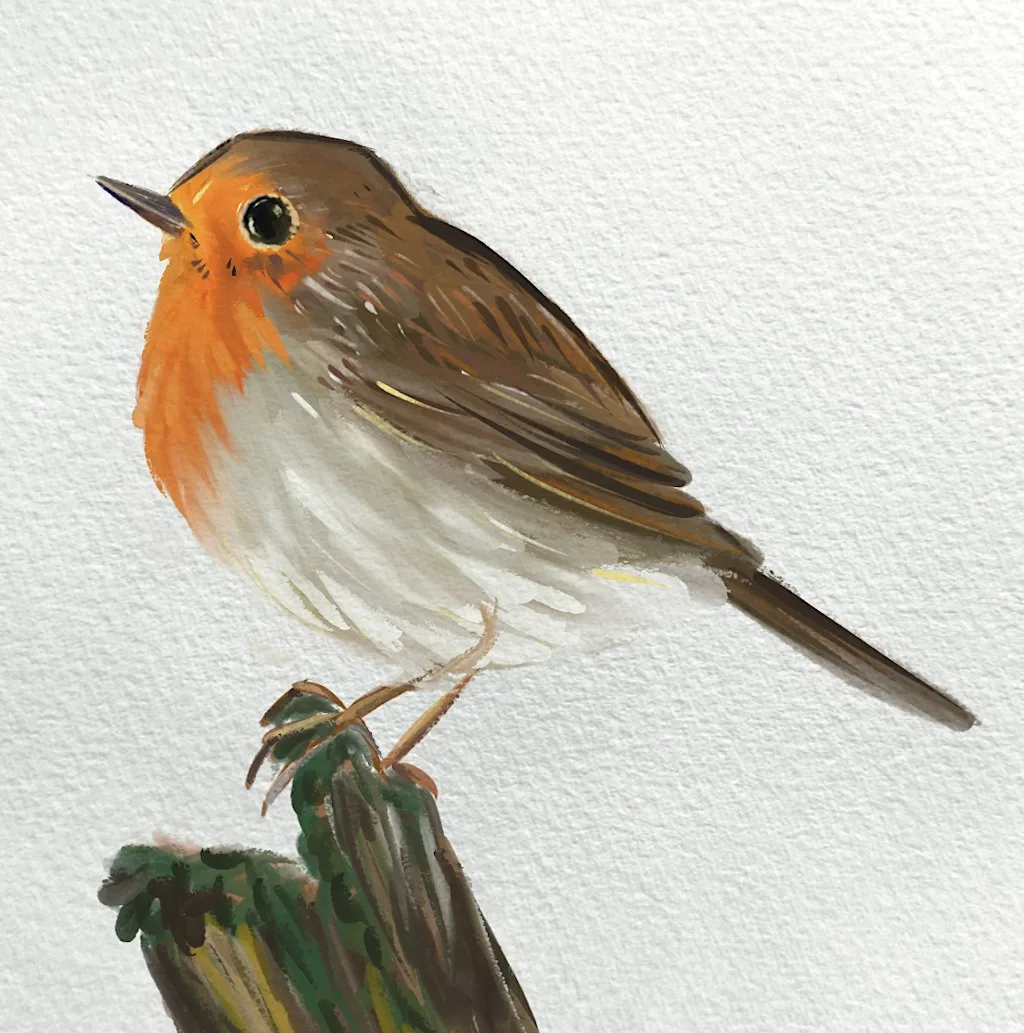 Painting Winter Birds in Gouache at Bowery