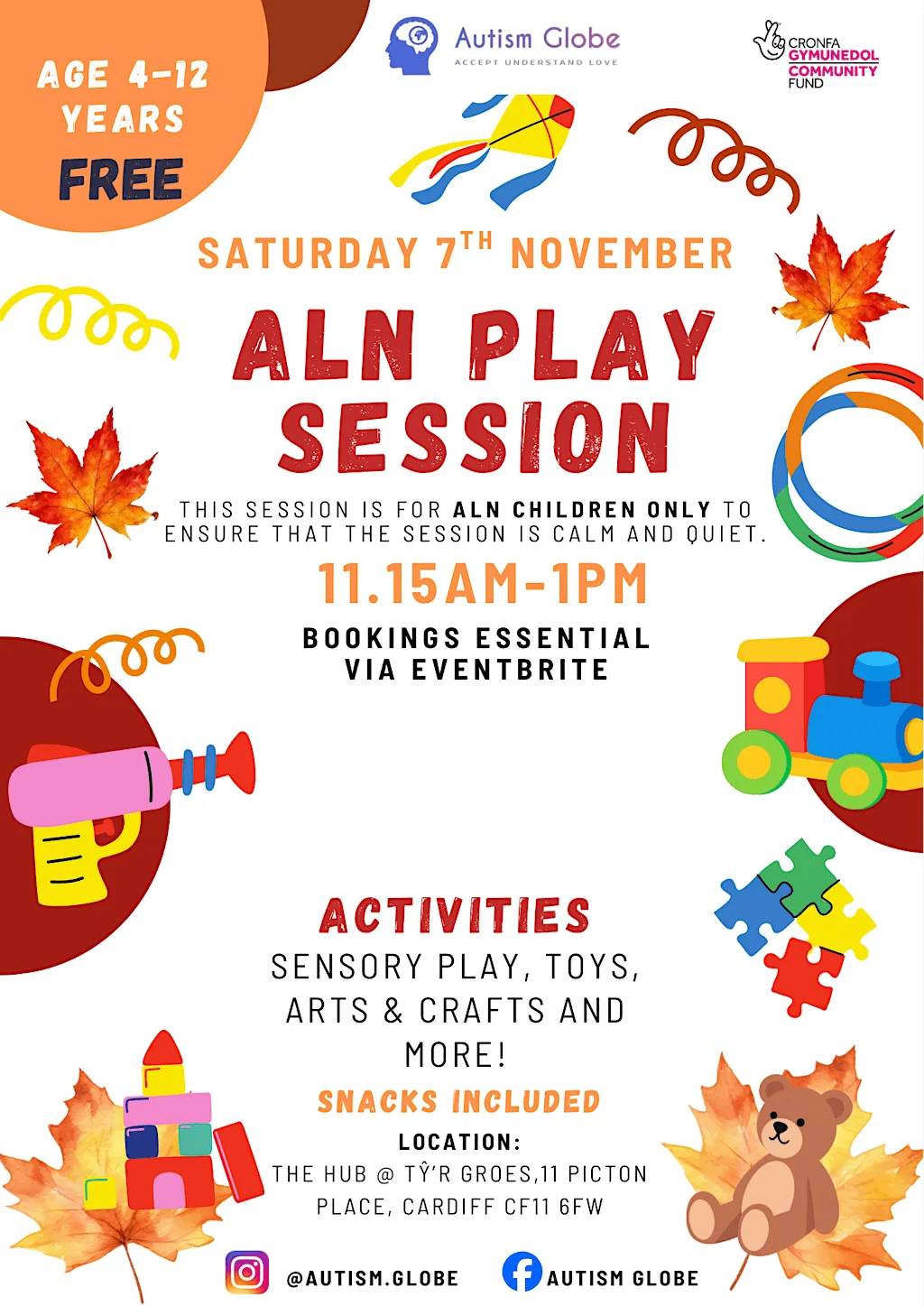 Autism Globe ALN Play Session at The Hub @ Tŷ’r Groes