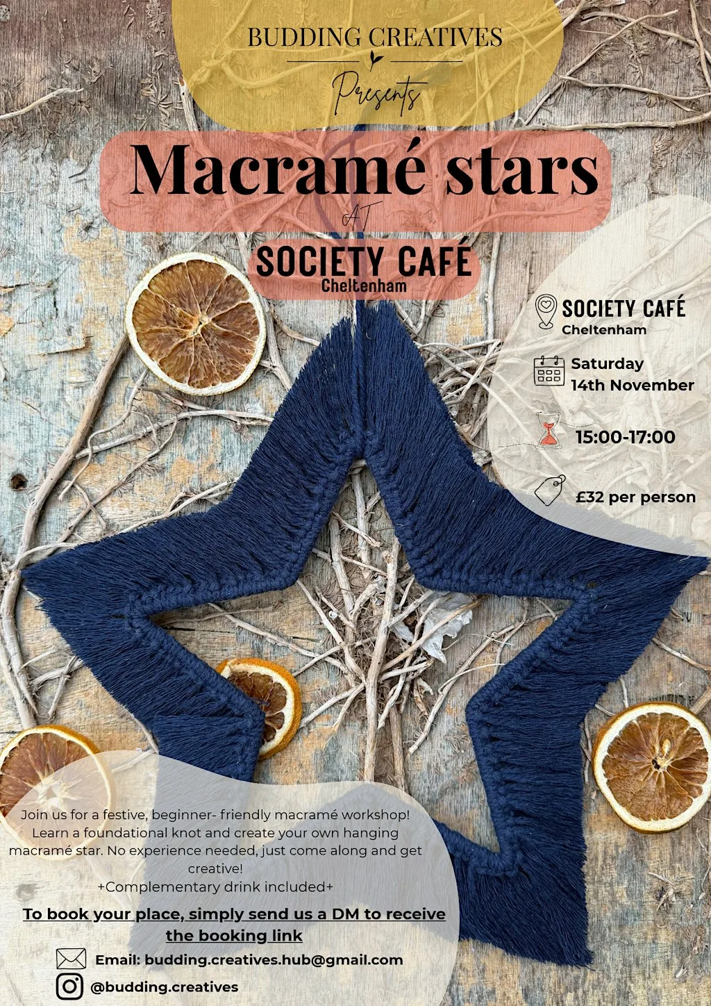 Macramé Star Workshop at Society Café
