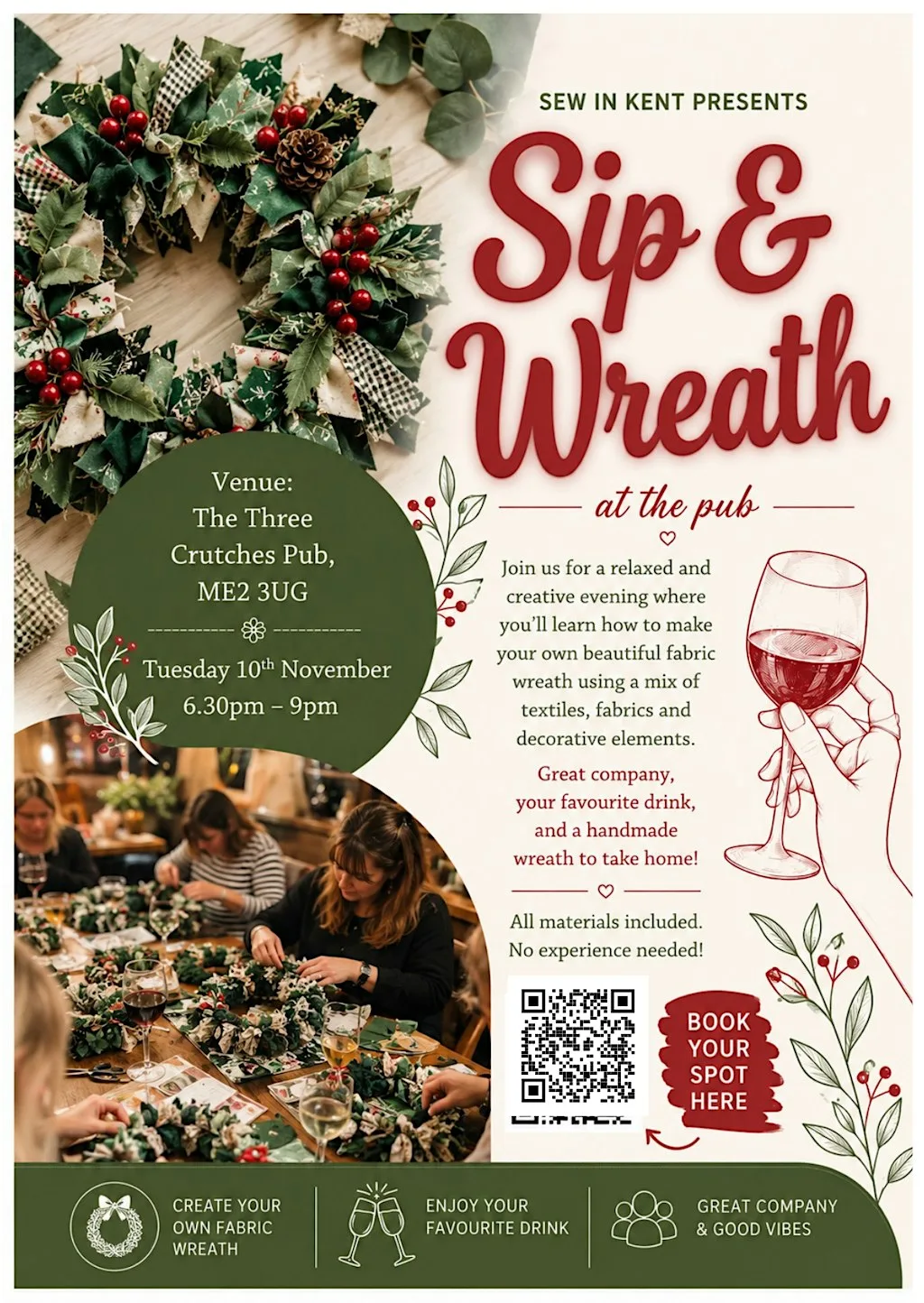 Sip & Wreath | Fabric Wreath-Making
