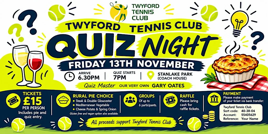 Twyford Tennis Club Fundraising Quiz Night