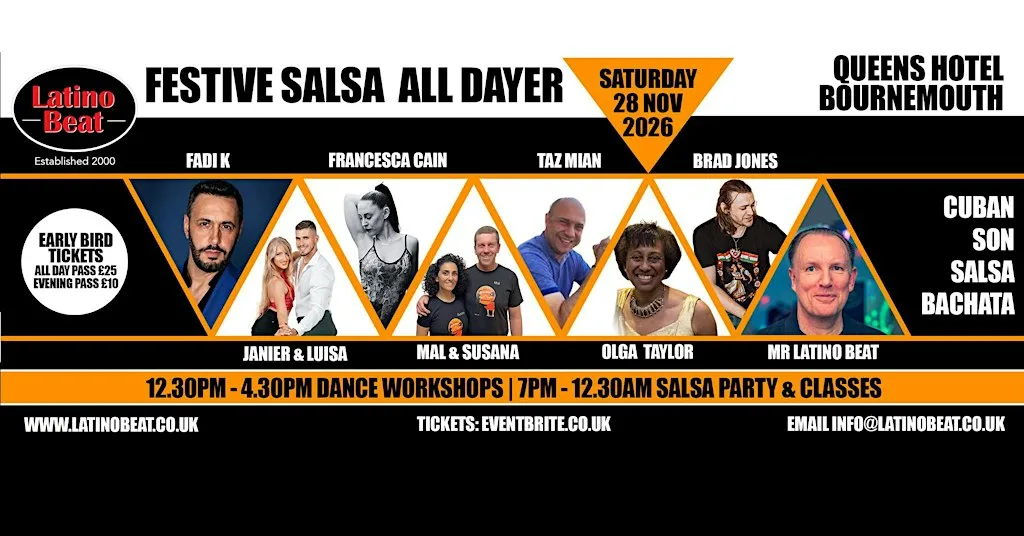 Latino Beat FESTIVE SALSA ALL DAYER - Sat 28 Nov 2026 - Bournemouth