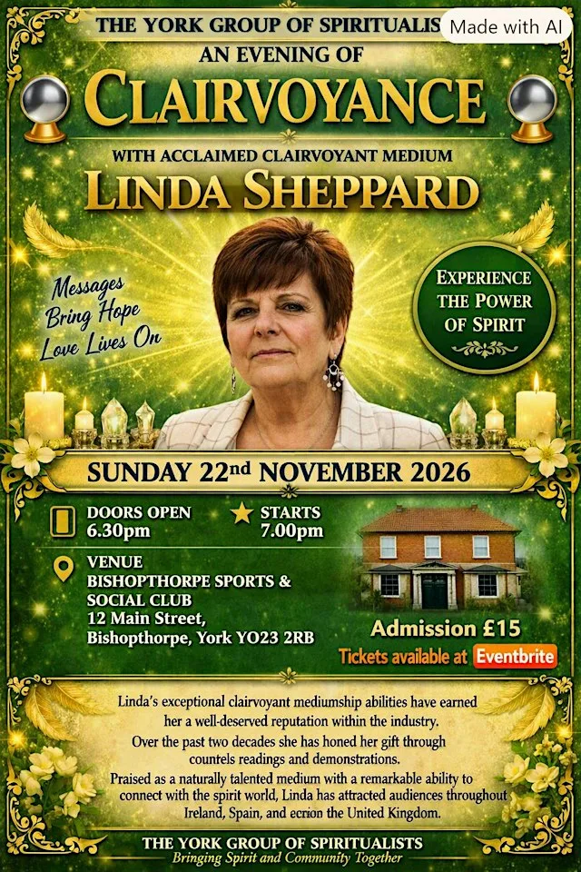 An evening of Clairvoyance with Linda Sheppard at Bishopthorpe Sports and Social Club