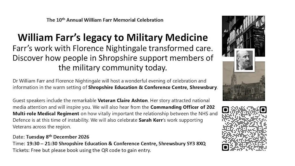 10th Annual William Farr Memorial Lecture at Shropshire Conference Centre