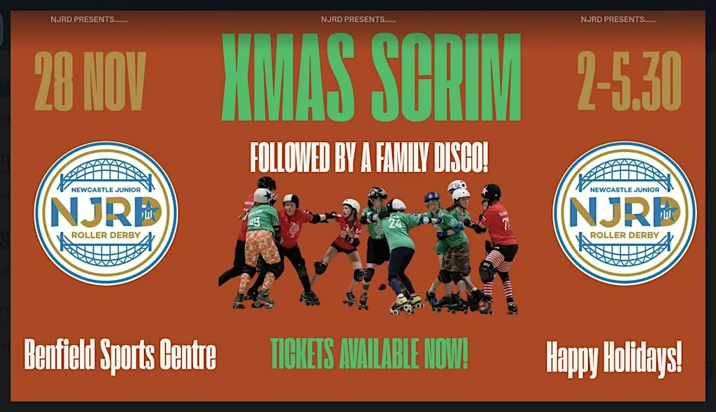 Mixed junior roller derby scrim and Christmas family roller disco