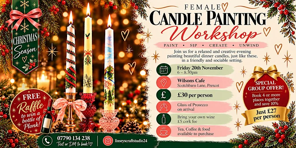 Female Candle Painting Workshop at Wilson's Cafe