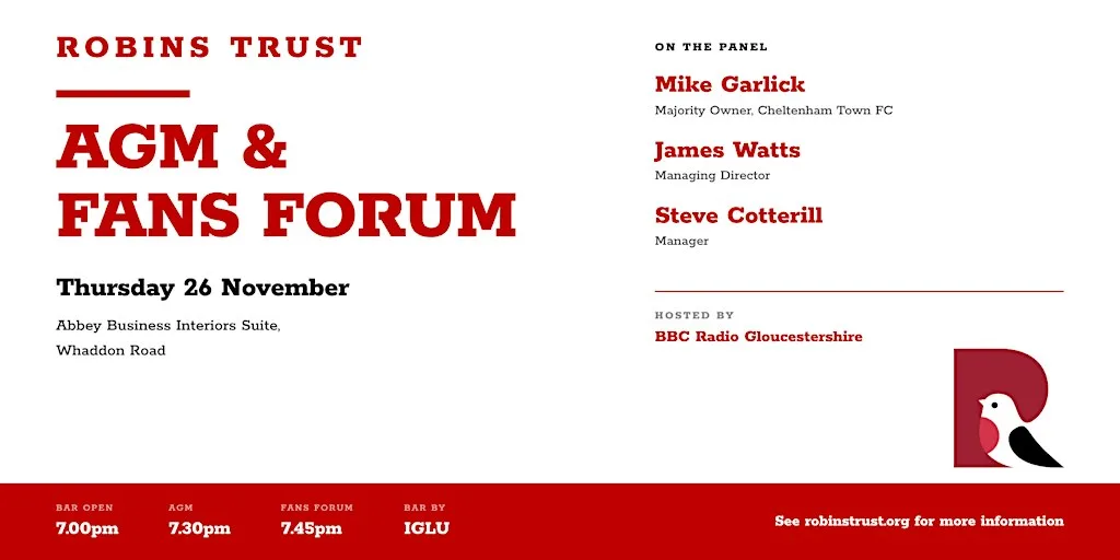Robins Trust AGM and Fans Forum 2026