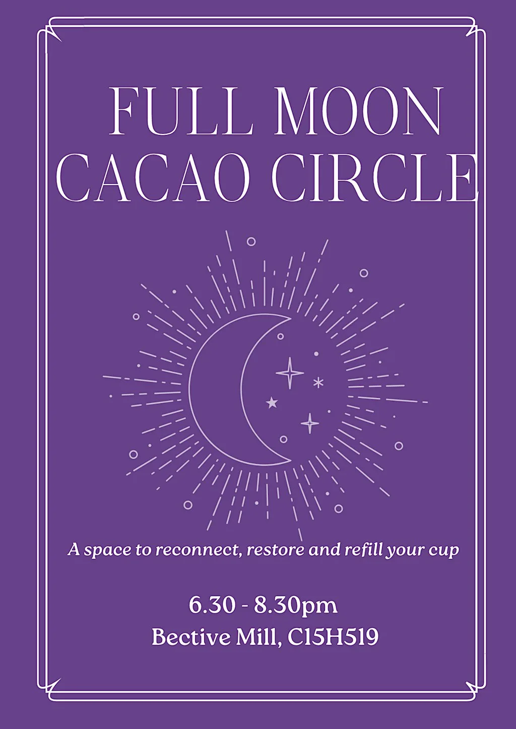 Full Moon Cacao Circle November 2026 at Bective Mill Glamping & Camping